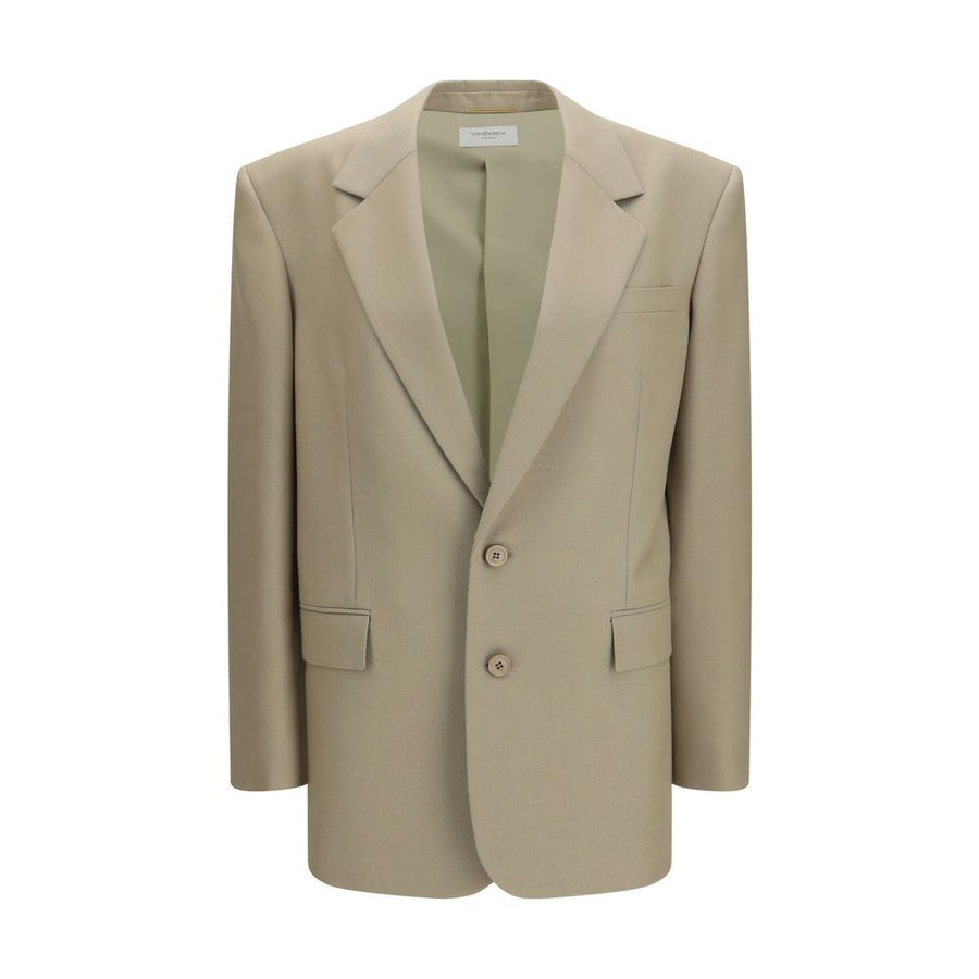 Saint Laurent 92% Fleece Wool Ovis Aries blazer in beige