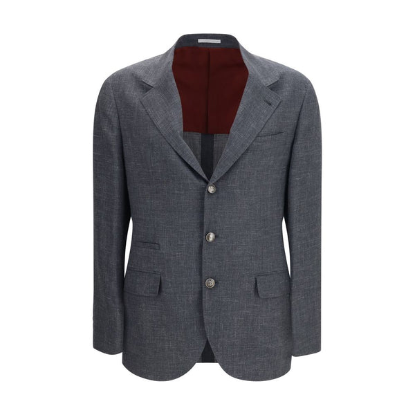 Brunello Cucinelli 65% Merino Wool Ovis Aries blazer in gray