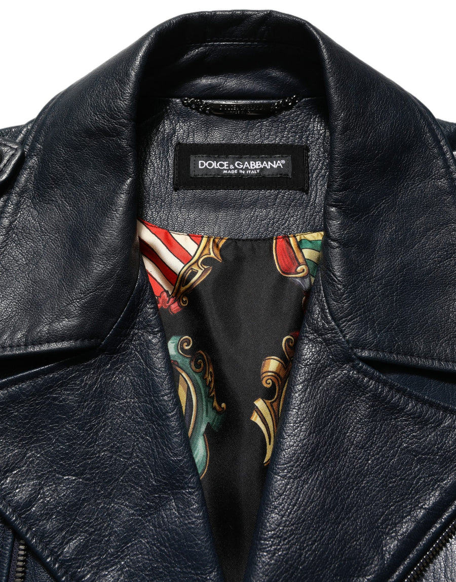 Dolce & Gabbana 100% Goatskin Leather; Lining: 80% Silk 20% Goatskin jacket in black