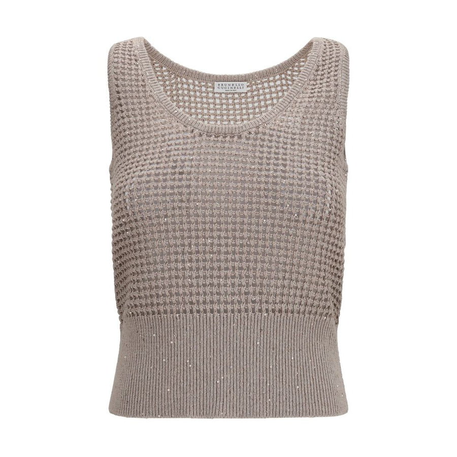 Brunello Cucinelli 96% Cotton tank top in beige