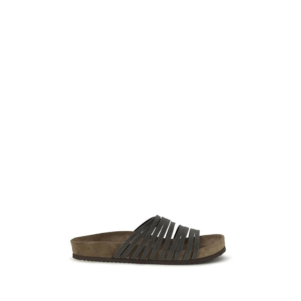 Brunello Cucinelli 100% Calf Leather Bos Taurus slide in black