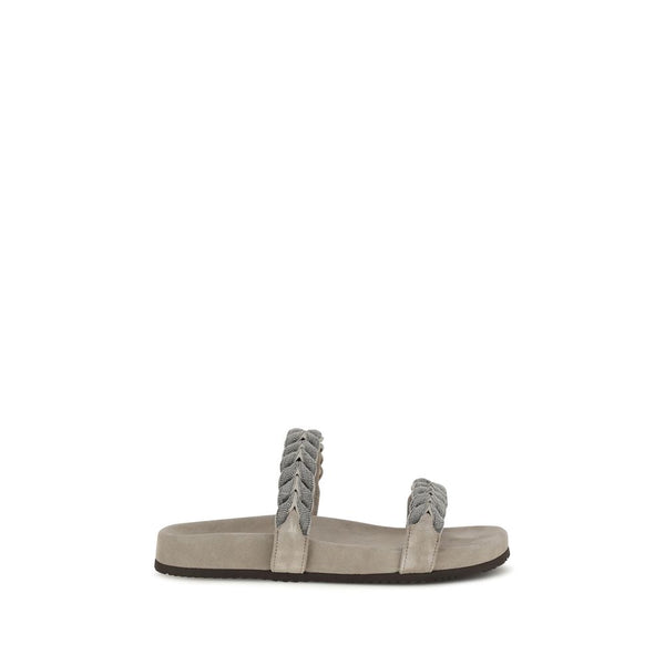 Brunello Cucinelli Upper 100% Calf Leather Bos Taurus sandals in gray