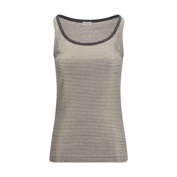 Brunello Cucinelli 96% Linen 4% Elastane tank top in beige