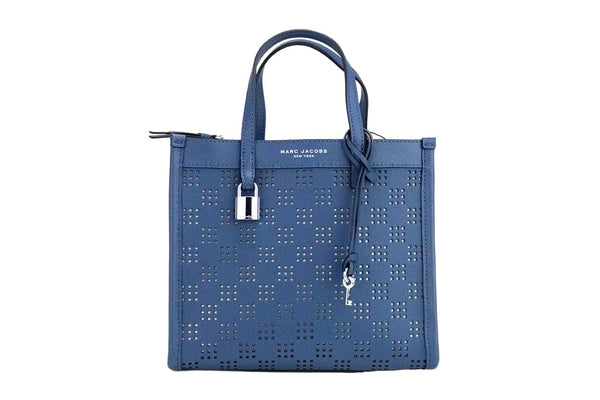 Marc Jacobs Perforated pebbled leather tote bag in blue