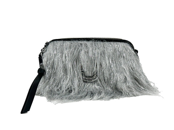 Marc Jacobs Leather and fur crossbody bag in silver