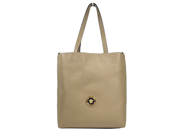 Versace Leather tote bag in beige