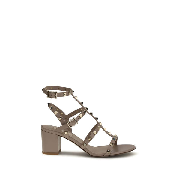 Valentino Garavani 100% Calf Leather Bos Taurus heel sandal in beige