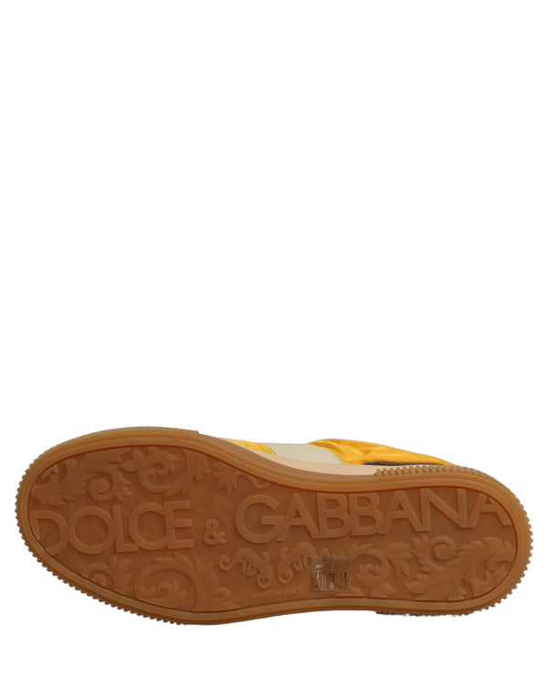 Dolce & Gabbana 12% Cotton 18% Nylon 18% Viscose 52% Calf (upper); 15% Goat 85% Calf (lining); Rubber sole sneaker in multicolor
