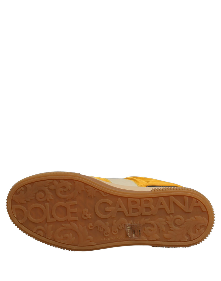 Dolce & Gabbana 12% Cotton 18% Nylon 18% Viscose 52% Calf (upper); 15% Goat 85% Calf (lining); Rubber sole sneaker in multicolor