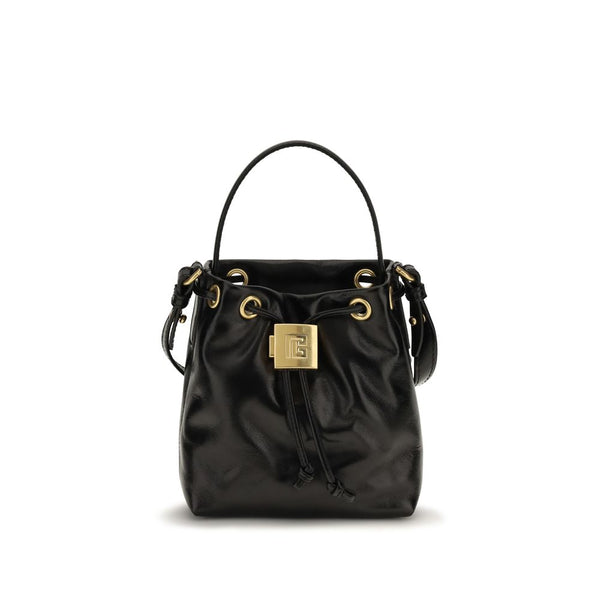 Balmain 100% Calf Leather Bos Taurus bucket bag in black