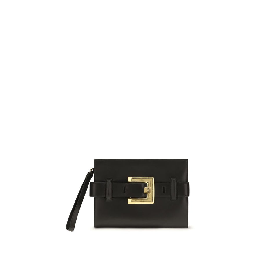 Balmain 100% Lamb leather clutch in black