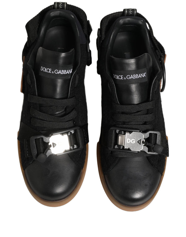 Dolce & Gabbana 2% Elastane 18% Nylon 22% Viscose 33% WP 5% PVC 20% Leather sneaker in black