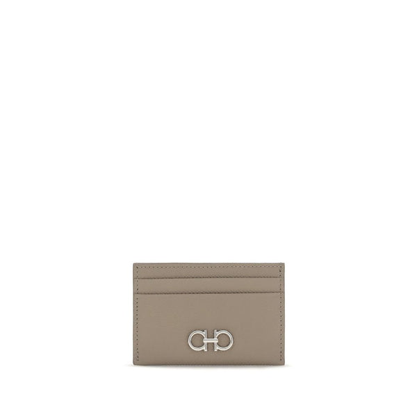 Ferragamo 100% Calf Leather Bos Taurus card case in beige
