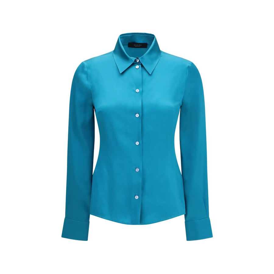 Gucci 100% Silk shirt in blue