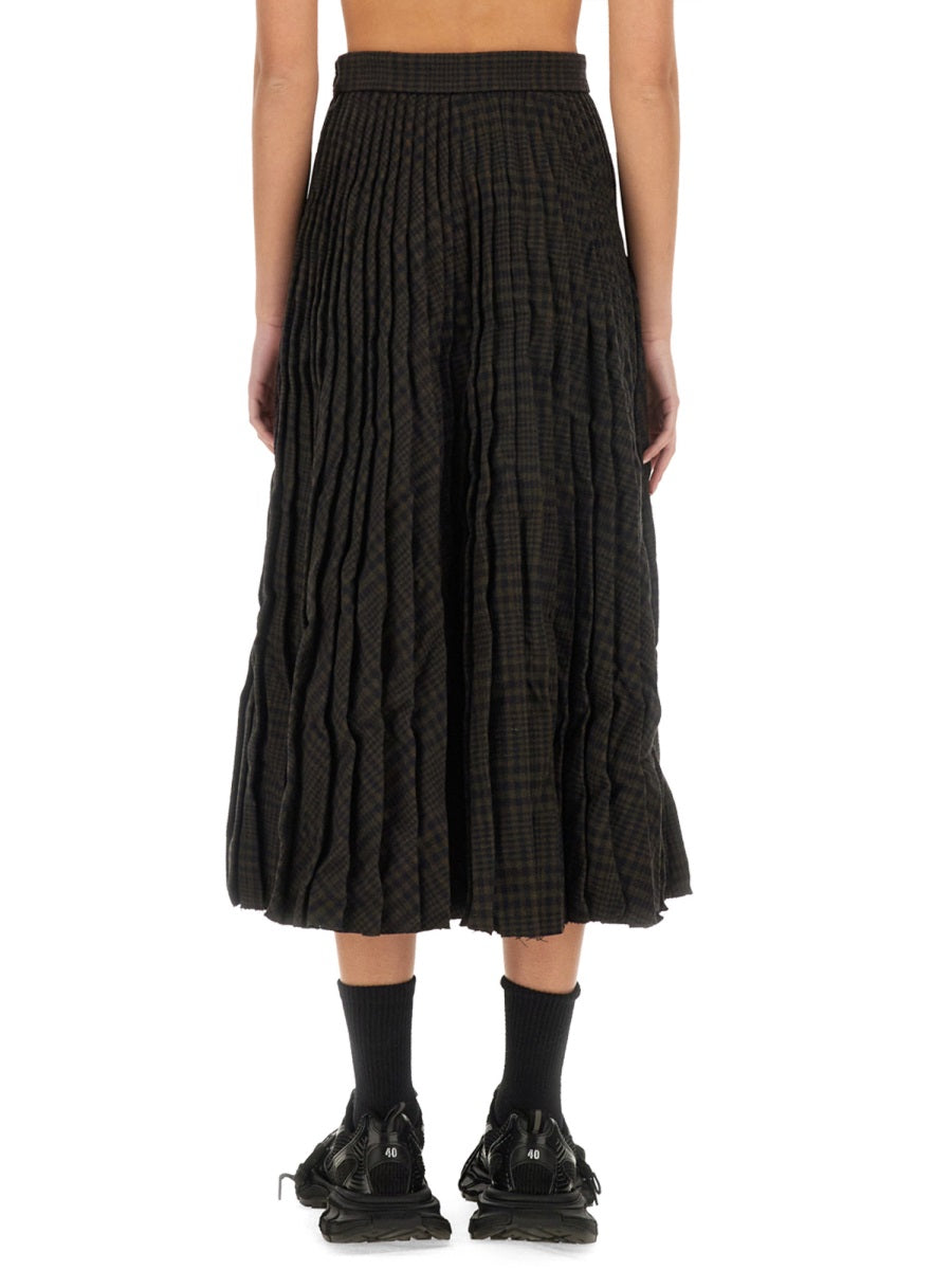 Pleated Skirt Brown Wool