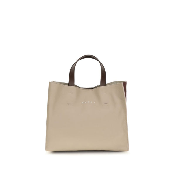 Marni 100% Calf Leather Bos Taurus shoulder bag in beige