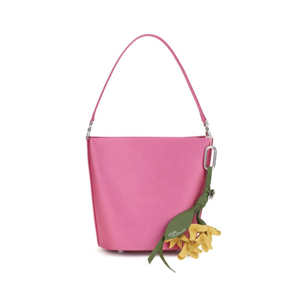 Self-Portrait 100% Polyester bucket bag in pink