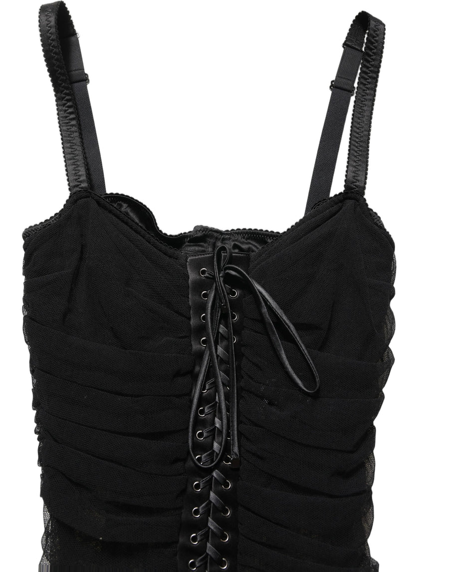 Dolce & Gabbana 44% Cotton 21% Elastane 25% Nylon 10% Silk dress in black