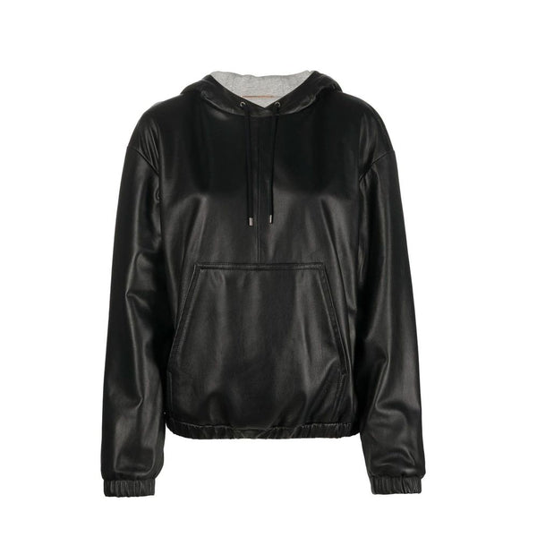 Saint Laurent 100% leather hooded jacket in black