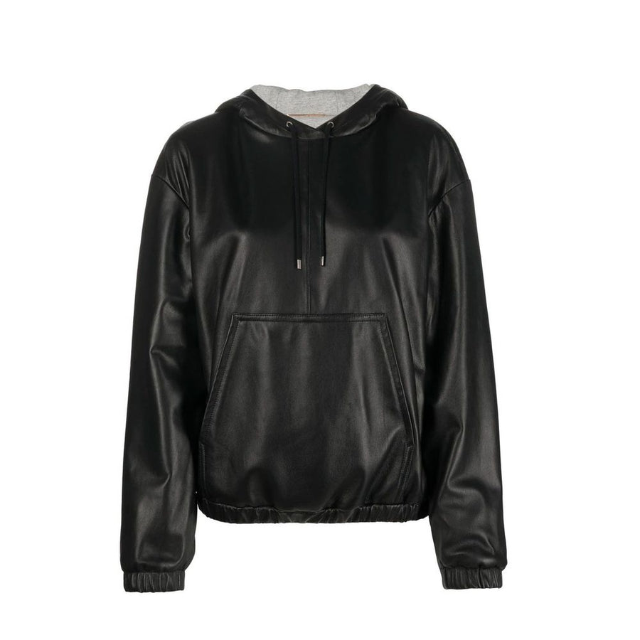 Saint Laurent 100% leather hooded jacket in black