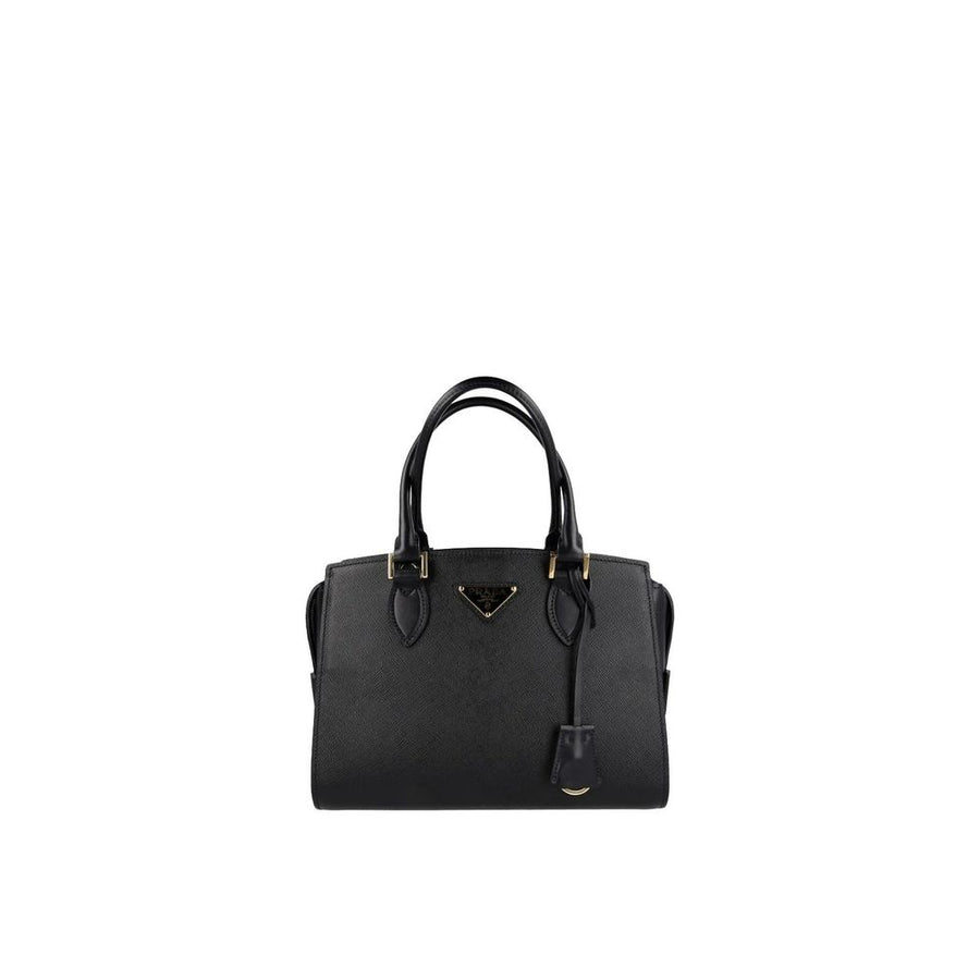 Prada 100% calf leather top handle bag in black