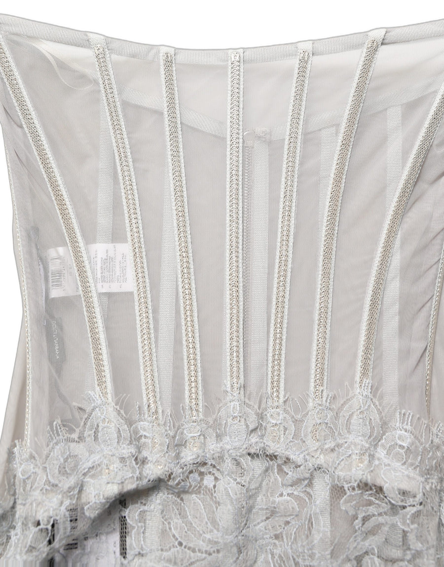 Dolce & Gabbana 50% Polyester 25% Silk 15% Glass 5% Resin 5% PVC dress in gray