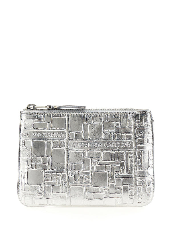 Comme des Garçons 100% Calf Leather card case in silver