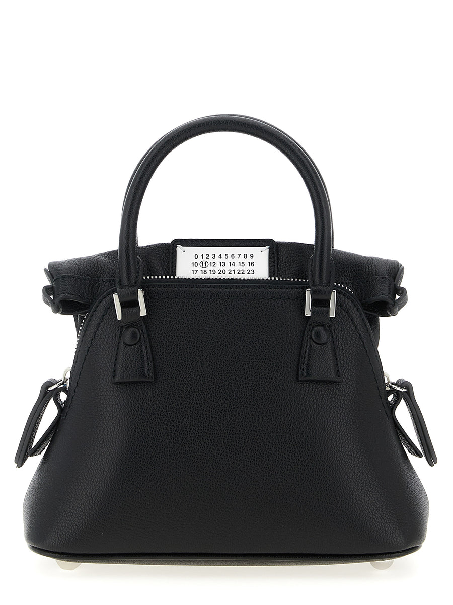 Maison Margiela 100% calfskin leather top handle bag in black