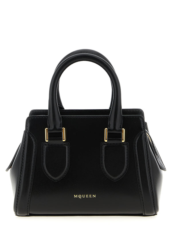 Alexander McQueen 100% calfskin leather top handle bag in black