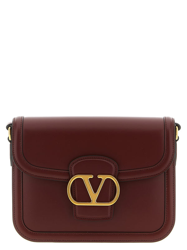 Valentino Garavani 100% calfskin leather crossbody bag in bordeaux