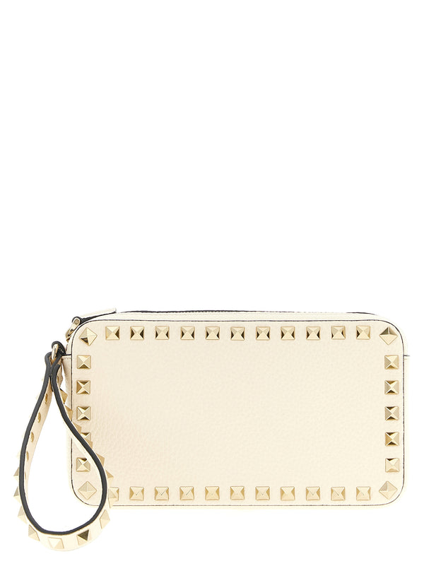 Valentino Garavani 100% calfskin leather clutch in white