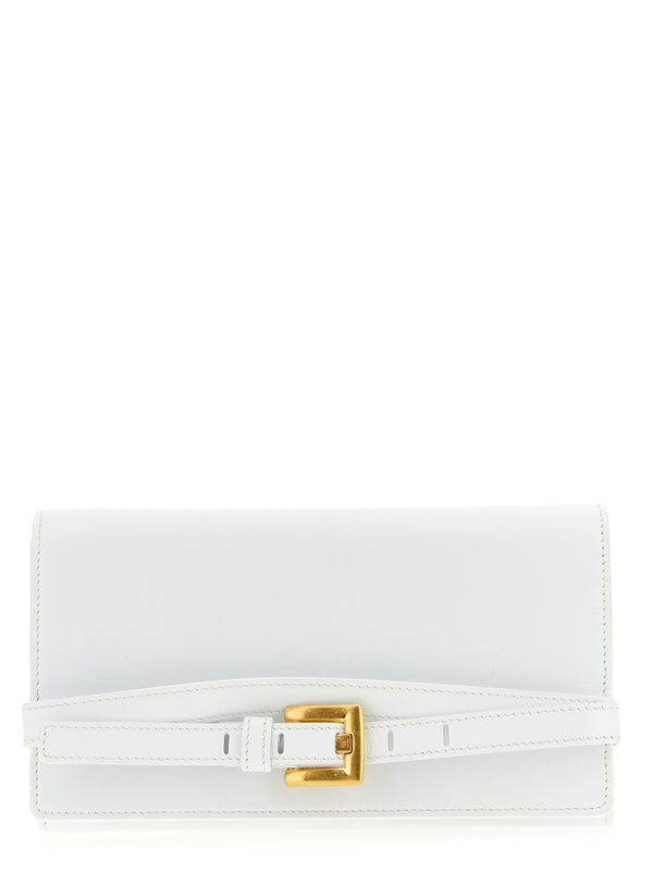 Balmain 100% calfskin leather card case in white