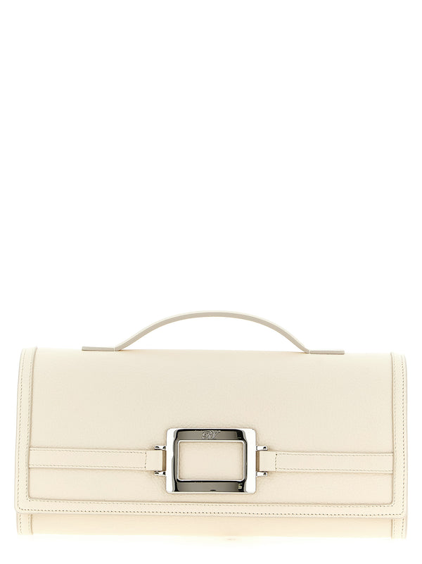 Roger Vivier 100% calfskin leather clutch in white