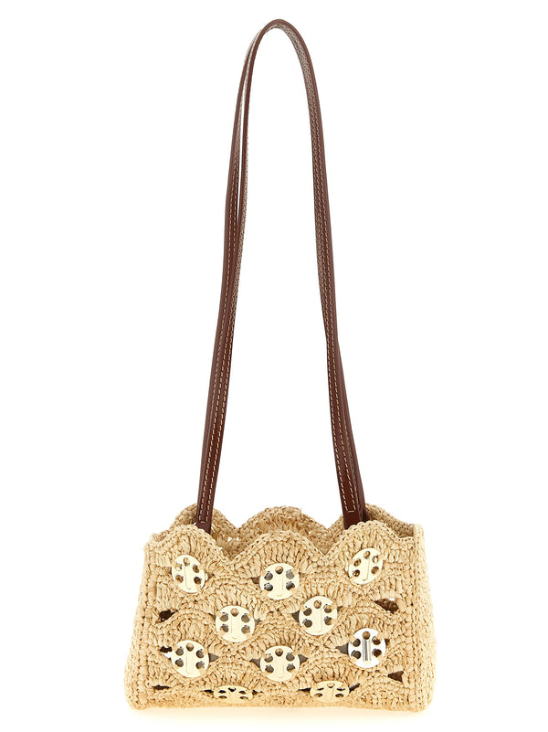 Paco Rabanne 60% Raffia shoulder bag in beige