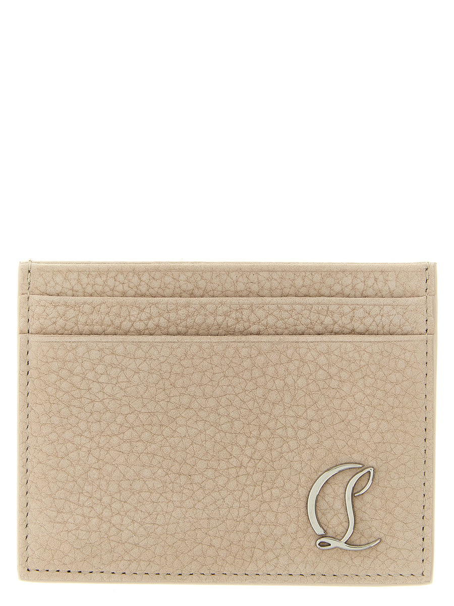 Christian Louboutin 100% calfskin leather card case in beige