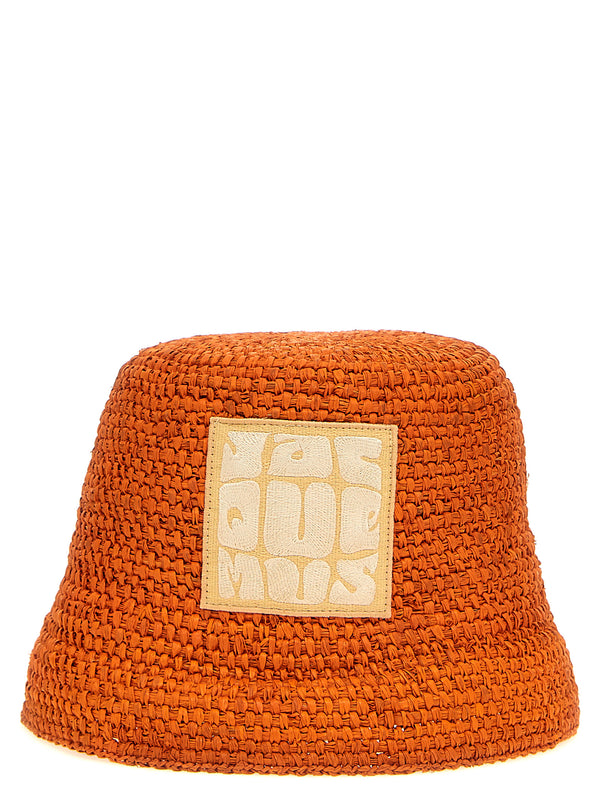 Jacquemus JA233511BM 100% Raffia bucket hat in orange