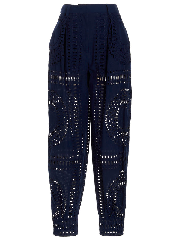 Alberta Ferretti 60% cotton trousers in navy
