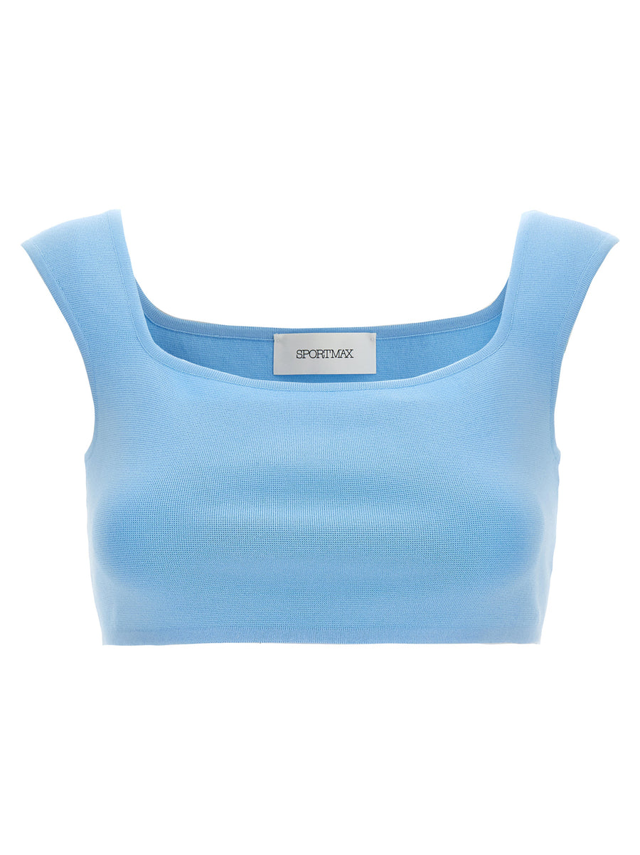 Sportmax 100% Cotton tank top in blue