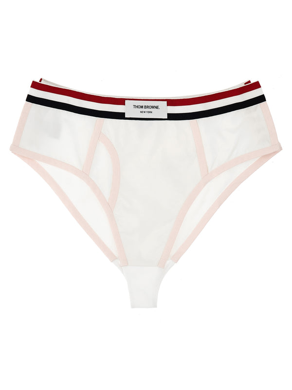 Thom Browne 100% cotton; silk lining briefs in white