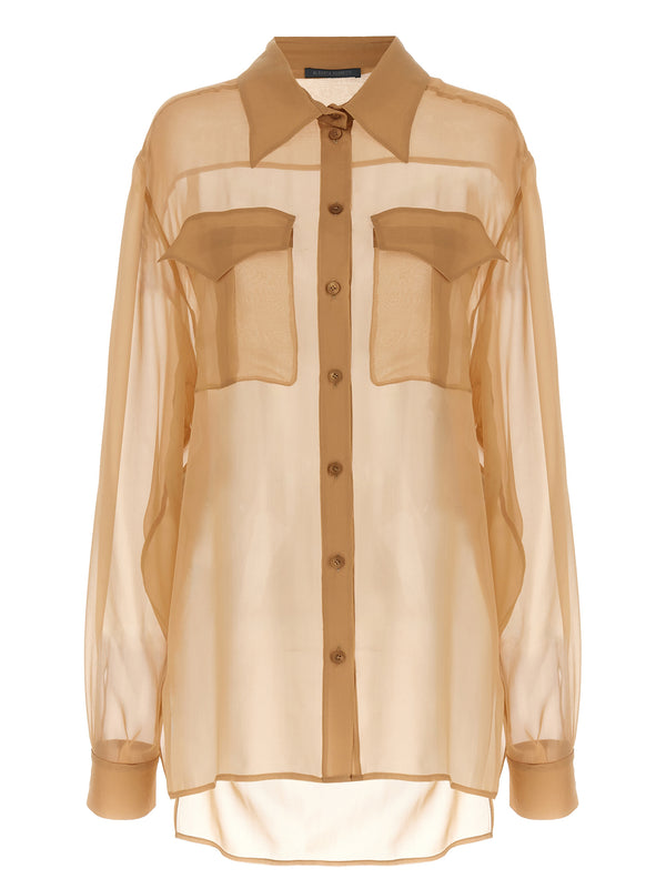 Alberta Ferretti 100% silk blouse in beige