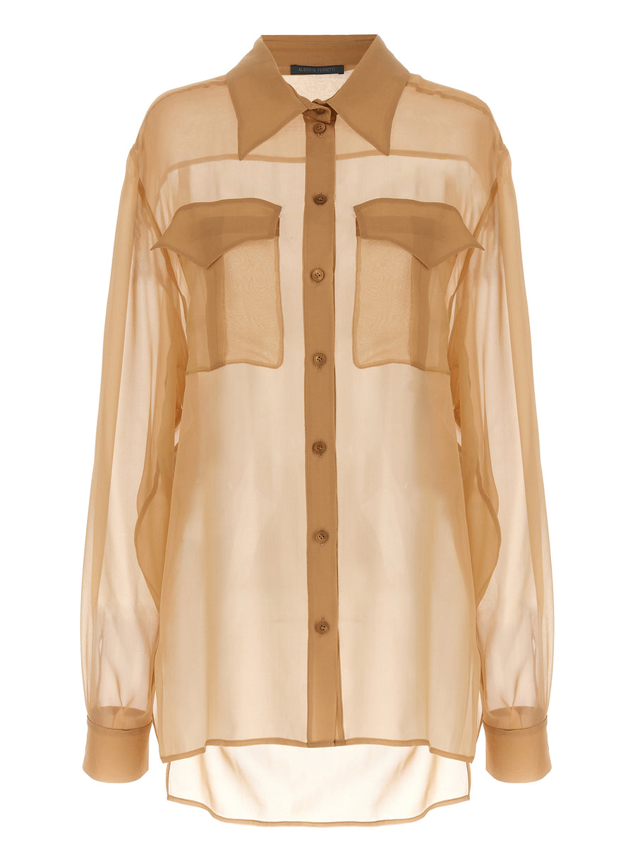 Alberta Ferretti 100% silk blouse in beige