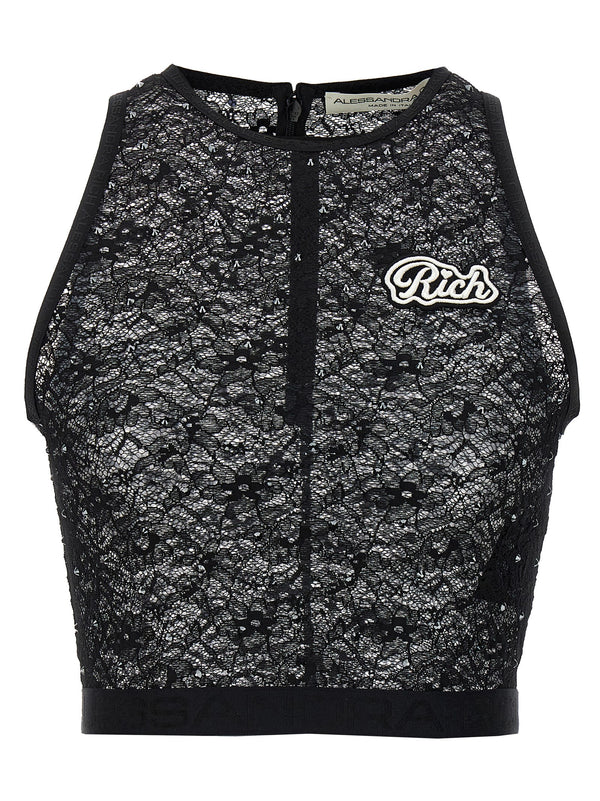 Alessandra Rich 95% polyamide tank top in black