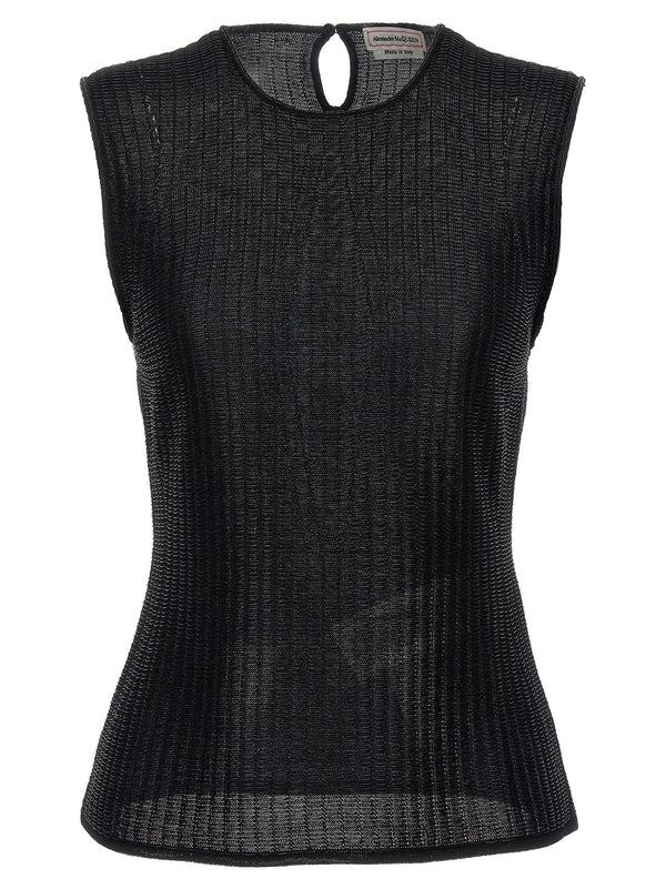 Alexander McQueen 73% Viscose tank top in black