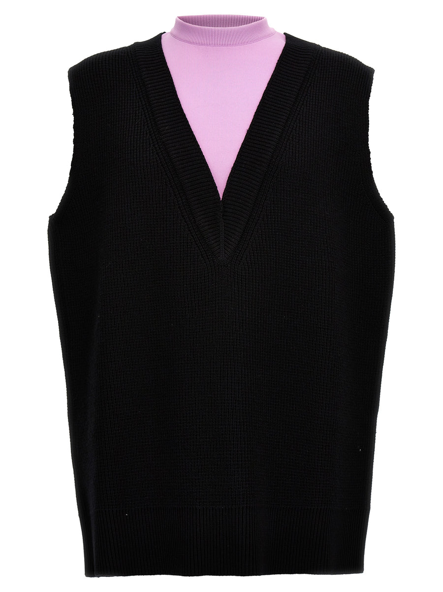Jil Sander 55% wool vest in black