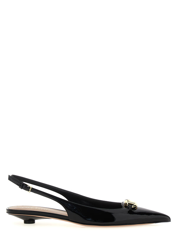 Valentino Garavani 100% calf leather slingback flat in black