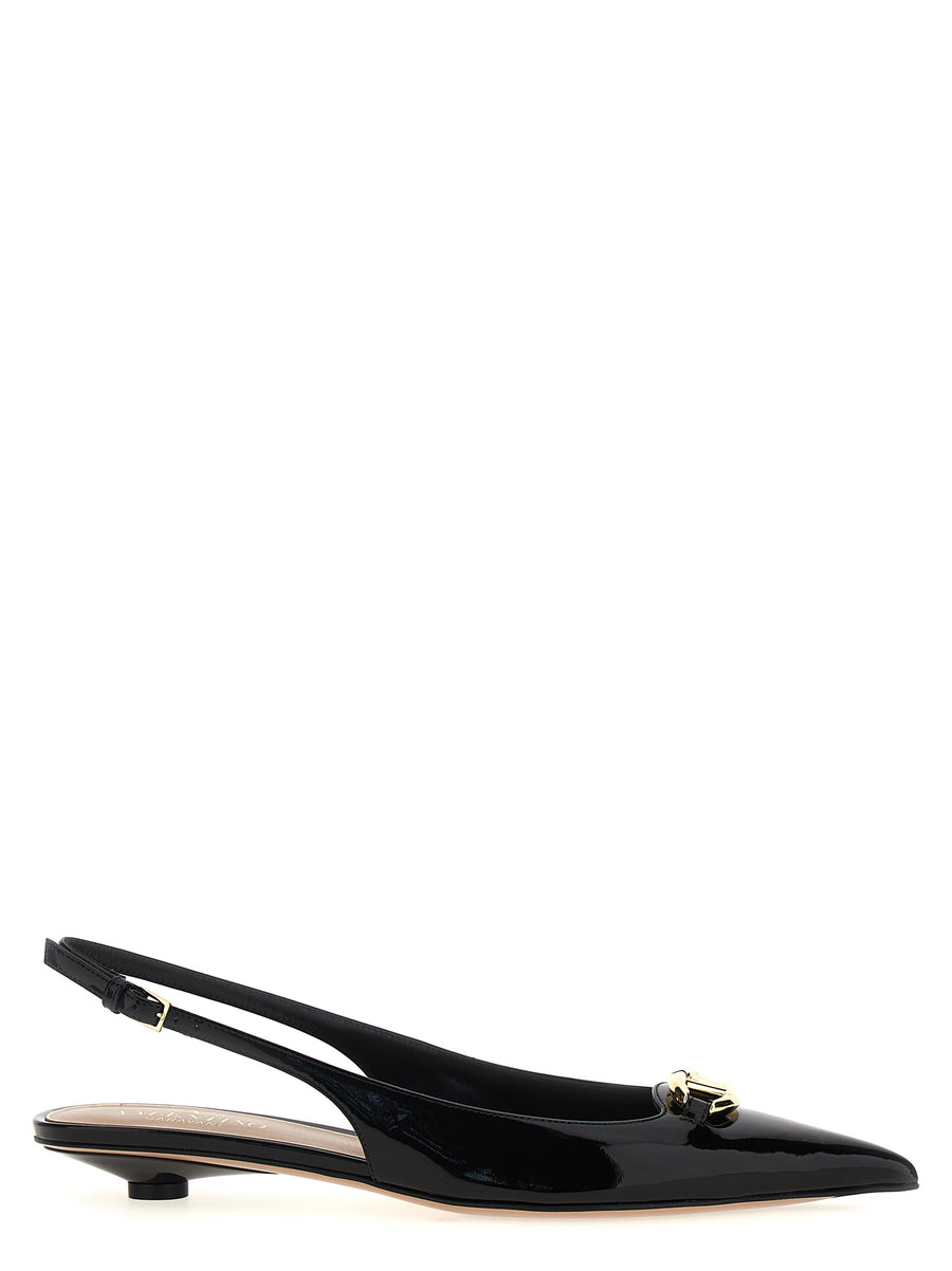 Valentino Garavani 100% calf leather slingback flat in black