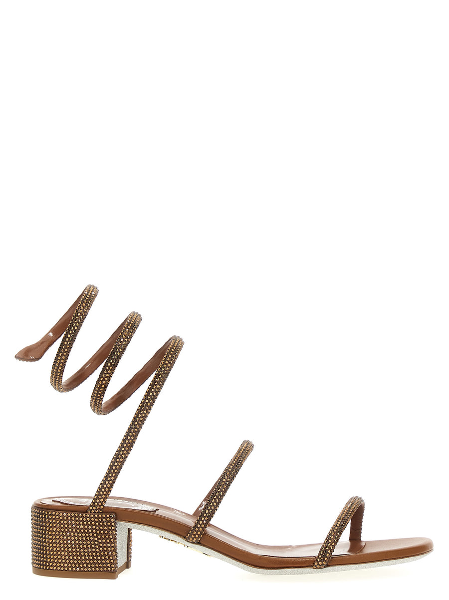 Rene Caovilla 100% Satin heel sandal in brown