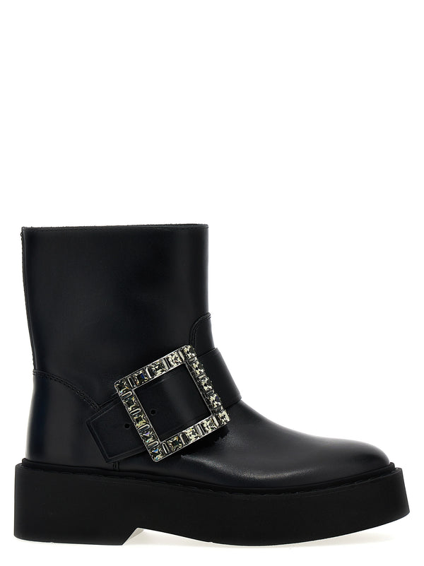 Roger Vivier 100% calfskin leather ankle boot in black