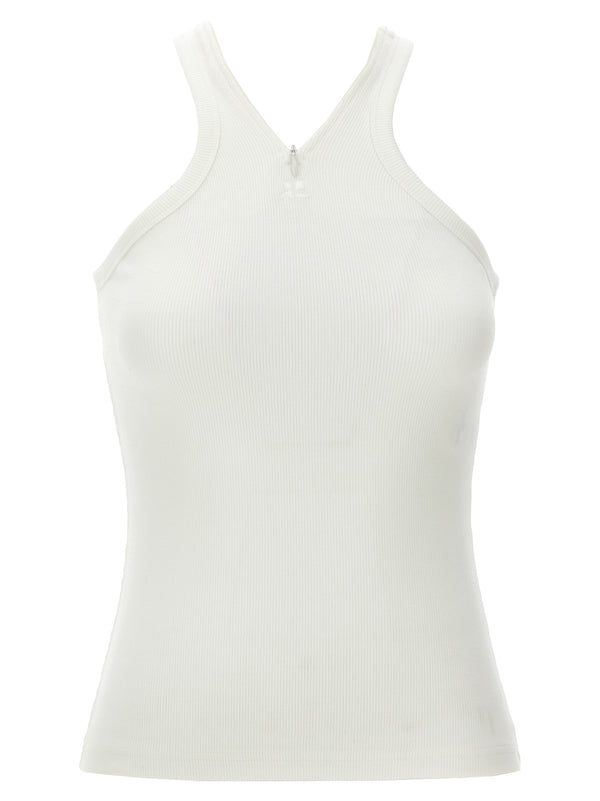 CourrèGes 97% Cotton tank top in white