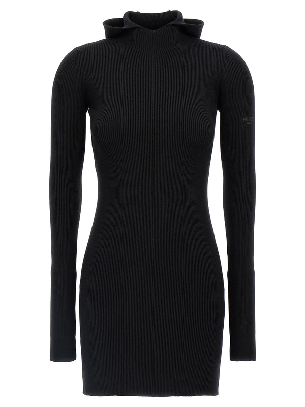 Fendi 70% wool sweater dress in black